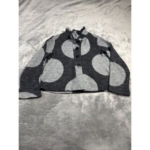 Andria Lieu Collection women's  cardigan in grey with a large geometric pattern